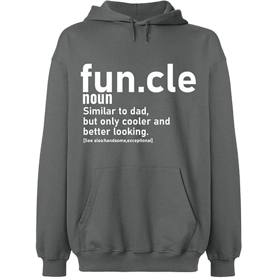 Unisex Hoodie Sweatshirt, Funcle Noun, Slim Fit, Long Sleeve Sweater - Graphite Heather Small