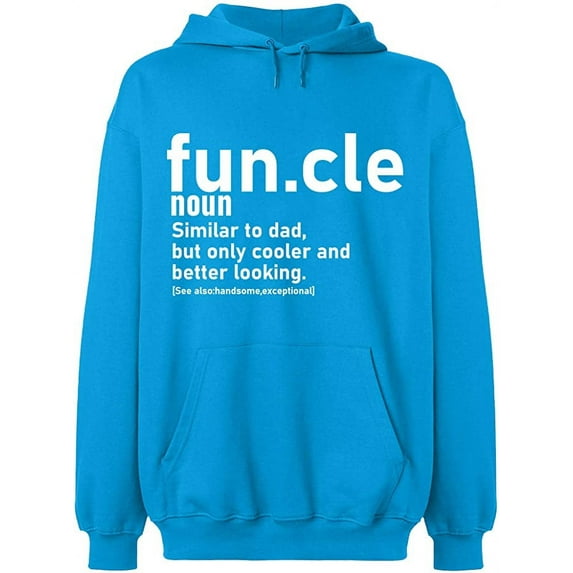 Unisex Hoodie Sweatshirt, Funcle Noun, Slim Fit, Long Sleeve Sweater - Sapphire 3X-Large