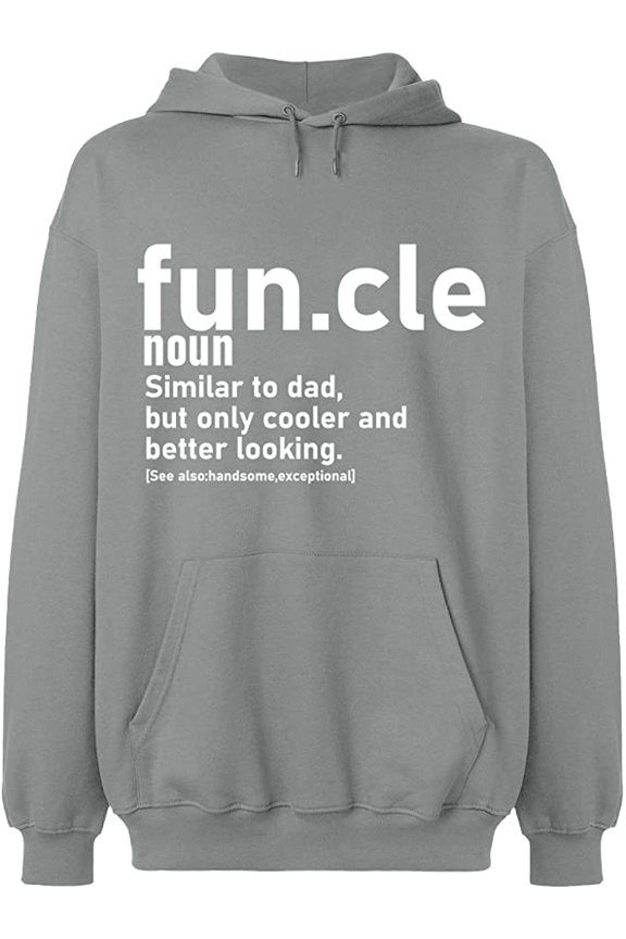 Unisex Hoodie Sweatshirt, Funcle Noun, Slim Fit, Long Sleeve Sweater - Sport Grey Small