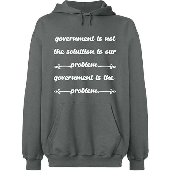 Unisex Hoodie Sweatshirt, Government is The Problem, Slim Fit, Long Sleeve Sweater - Graphite Heather 3X-Large