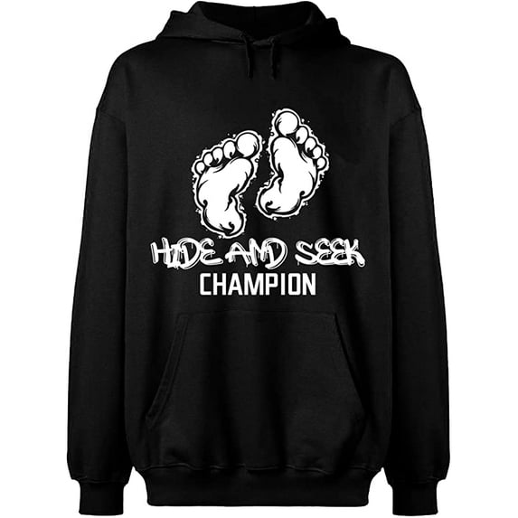 Unisex Hoodie Sweatshirt, Hide And Seek Champion, Slim Fit, Long Sleeve Sweater - Black Medium