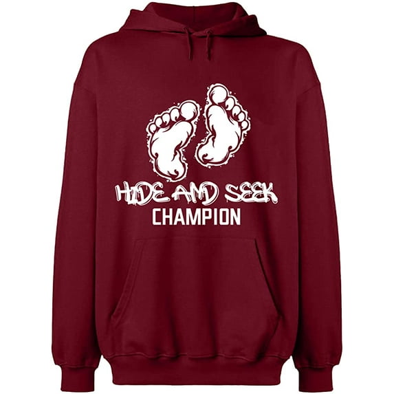 Unisex Hoodie Sweatshirt, Hide And Seek Champion, Slim Fit, Long Sleeve Sweater - Cardinal Red Small