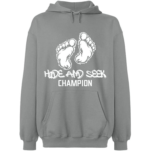 Unisex Hoodie Sweatshirt, Hide And Seek Champion, Slim Fit, Long Sleeve Sweater - Sport Grey Small