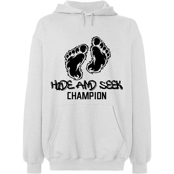 Unisex Hoodie Sweatshirt, Hide And Seek Champion, Slim Fit, Long Sleeve Sweater - White Medium
