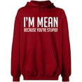 thumbnail image 1 of Unisex Hoodie Sweatshirt, I Am Mean Because You Are Stupid, Slim Fit, Long Sleeve Sweater - Antiquee Cherry Small, 1 of 2