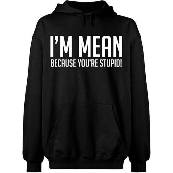 Unisex Hoodie Sweatshirt, I Am Mean Because You Are Stupid, Slim Fit, Long Sleeve Sweater - Black Small