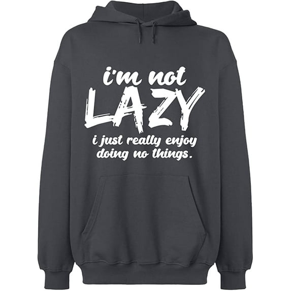 Unisex Hoodie Sweatshirt, I Am Not Lazy, Slim Fit, Long Sleeve Sweater - Charcoal Large