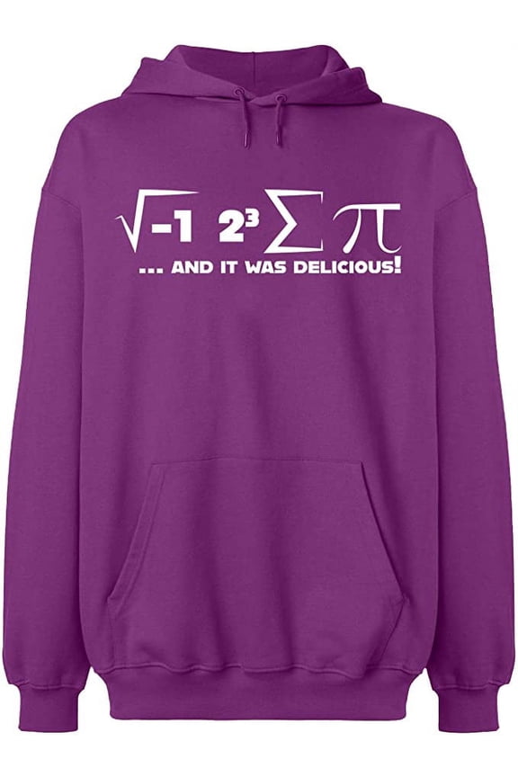 Unisex Hoodie Sweatshirt, I Ate Some Pi Day It Was Delicious Math, Custom Sweater, Slim Fit, Long Sleeve Sweater - Purple Large