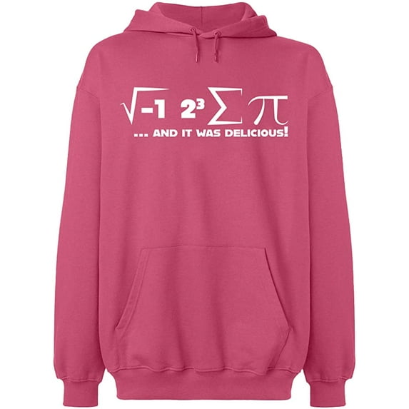 Unisex Hoodie Sweatshirt, I Ate Some Pi Day It Was Delicious Math, Custom Sweater, Slim Fit, Long Sleeve Sweater - Safety Pink 2X-Large