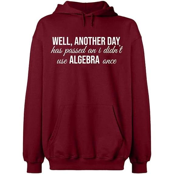 Unisex Hoodie Sweatshirt, I Didn't Use Algebra Once, Slim Fit, Long Sleeve Sweater - Cardinal Red X-Large