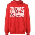 thumbnail image 1 of Unisex Hoodie Sweatshirt, I Doubt Liqour is The Answer, Slim Fit, Long Sleeve Sweater - Red 2X-Large, 1 of 2