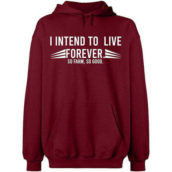 Unisex Hoodie Sweatshirt, I Intend To Live Forever, Slim Fit, Long Sleeve Sweater - Cardinal Red Large