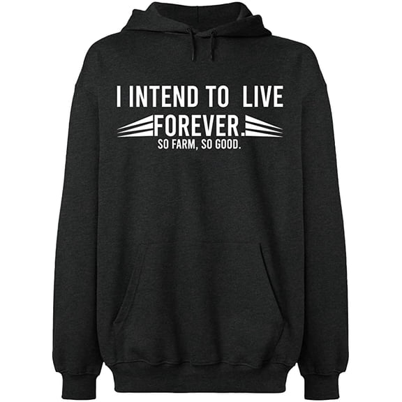 Unisex Hoodie Sweatshirt, I Intend To Live Forever, Slim Fit, Long Sleeve Sweater - Dark Heather X-Large