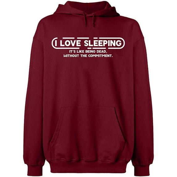 Unisex Hoodie Sweatshirt,I Love Sleeping, Slim Fit, Long Sleeve Sweater - Cardinal Red 3X-Large