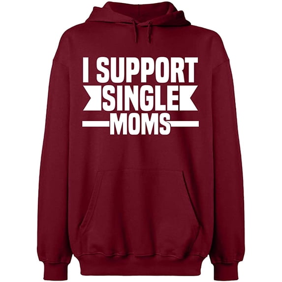 Unisex Hoodie Sweatshirt, I Support Single Moms, Slim Fit, Long Sleeve Sweater - Cardinal Red 2X-Large
