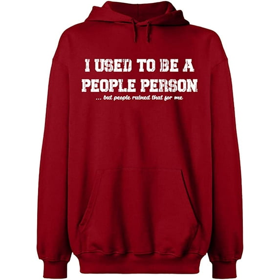 Unisex Hoodie Sweatshirt, I Used To Be People Person, Slim Fit, Long Sleeve Sweater - Antiquee Cherry Small