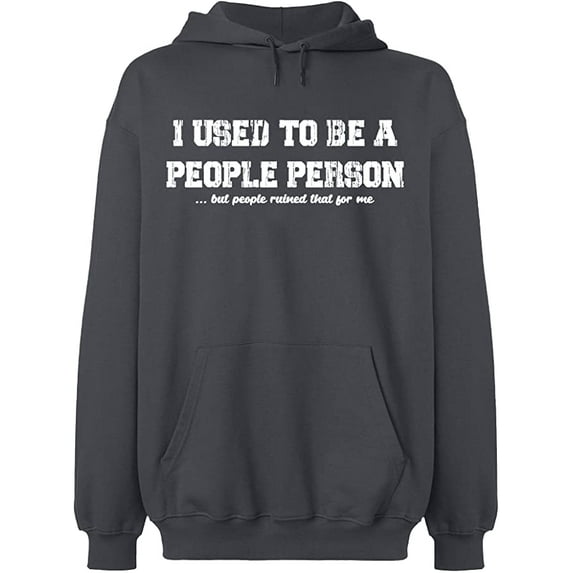 Unisex Hoodie Sweatshirt, I Used To Be People Person, Slim Fit, Long Sleeve Sweater - Charcoal Large