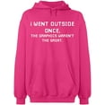 thumbnail image 1 of Unisex Hoodie Sweatshirt, I Went Outside Once, Custom Sweater, Slim Fit, Long Sleeve Sweater - Heliconia 3X-Large, 1 of 2