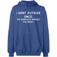 thumbnail image 1 of Unisex Hoodie Sweatshirt, I Went Outside Once, Custom Sweater, Slim Fit, Long Sleeve Sweater - Indigo Blue Large, 1 of 2