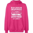 thumbnail image 1 of Unisex Hoodie Sweatshirt, I am Currently Unsupervised, Slim Fit, Long Sleeve Sweater - Heliconia 2X-Large, 1 of 2
