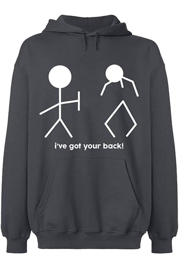 Unisex Hoodie Sweatshirt, I've Got Your Back, Slim Fit, Long Sleeve Sweater - Charcoal Medium