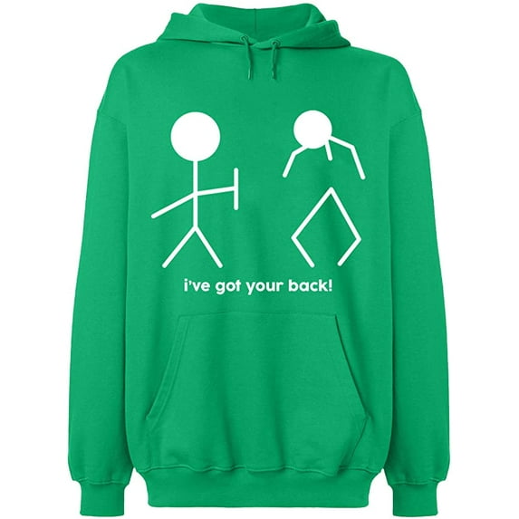 Unisex Hoodie Sweatshirt, I've Got Your Back, Slim Fit, Long Sleeve Sweater - Irish Green 3X-Large