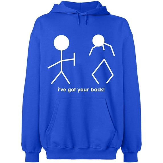 Unisex Hoodie Sweatshirt, I've Got Your Back, Slim Fit, Long Sleeve Sweater - Royal Blue Small
