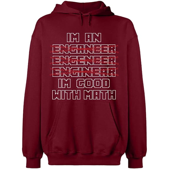 Unisex Hoodie Sweatshirt, Im An Enganeer Good With Math, Custom Sweater, Slim Fit, Long Sleeve Sweater - Cardinal Red 2X-Large