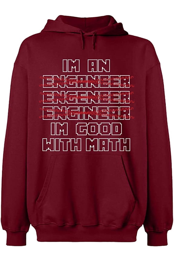 Unisex Hoodie Sweatshirt, Im An Enganeer Good With Math, Custom Sweater, Slim Fit, Long Sleeve Sweater - Cardinal Red 2X-Large