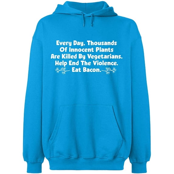 Unisex Hoodie Sweatshirt, Innocent Plants Are Killed, Slim Fit, Long Sleeve Sweater - Sapphire 3X-Large