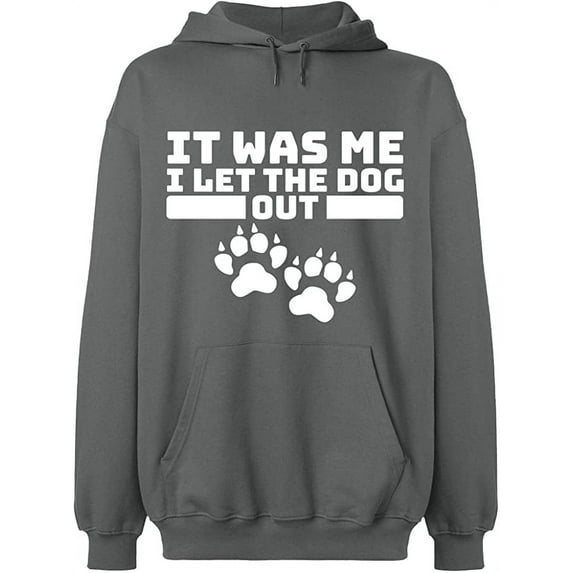 Unisex Hoodie Sweatshirt, It Was Me I Let The Dog Out, Custom Sweater, Slim Fit, Long Sleeve Sweater - Graphite Heather Large
