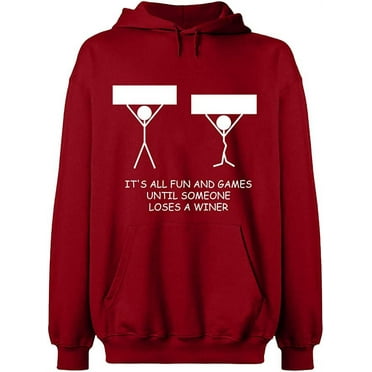 Unisex Hoodie Sweatshirt, It's All Fun And Games, Slim Fit, Long Sleeve Sweater - Antiquee Cherry Small