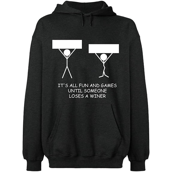Unisex Hoodie Sweatshirt, It's All Fun And Games, Slim Fit, Long Sleeve Sweater - Dark Heather Small