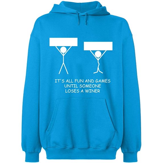 Unisex Hoodie Sweatshirt, It's All Fun And Games, Slim Fit, Long Sleeve Sweater - Sapphire 3X-Large