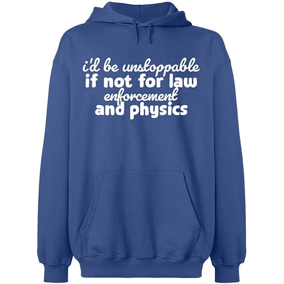 Unisex Hoodie Sweatshirt, Law Enforcement And Physics, Custom Sweater, Slim Fit, Long Sleeve Sweater - Indigo Blue 3X-Large