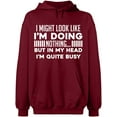 thumbnail image 1 of Unisex Hoodie Sweatshirt, Look Like I'm Doing Nothing, Slim Fit, Long Sleeve Sweater - Cardinal Red Large, 1 of 2