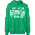 thumbnail image 1 of Unisex Hoodie Sweatshirt, Look Like I'm Doing Nothing, Slim Fit, Long Sleeve Sweater - Irish Green Large, 1 of 2