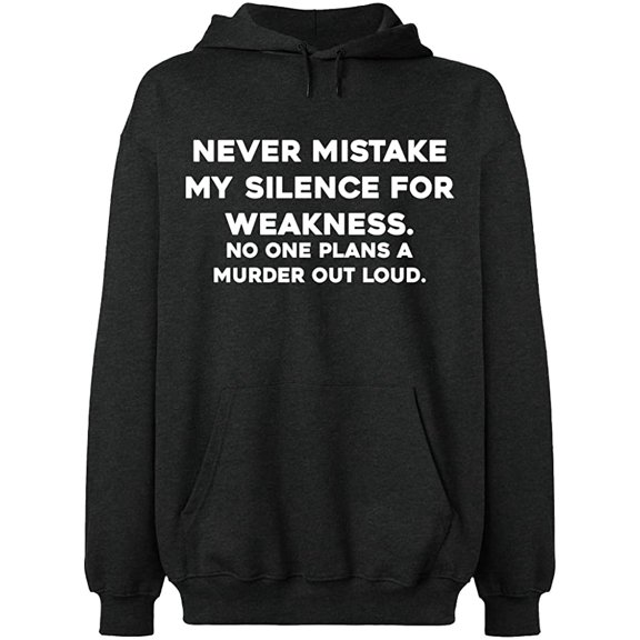 Unisex Hoodie Sweatshirt, Never Mistake Silence, Slim Fit, Long Sleeve Sweater - Dark Heather X-Large