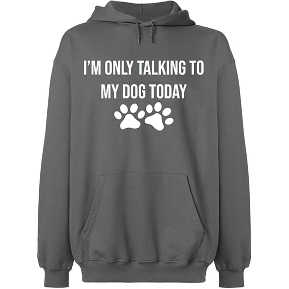Unisex Hoodie Sweatshirt, Only Talking To My Dog, Slim Fit, Long Sleeve Sweater - Graphite Heather Medium