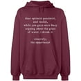 thumbnail image 1 of Unisex Hoodie Sweatshirt, Optimist Pessimist And Realist, Slim Fit, Long Sleeve Sweater - Maroon 2X-Large, 1 of 2