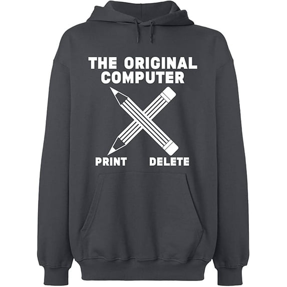 Unisex Hoodie Sweatshirt, Original Computer Print, Custom Sweater, Slim Fit, Long Sleeve Sweater - Charcoal Medium