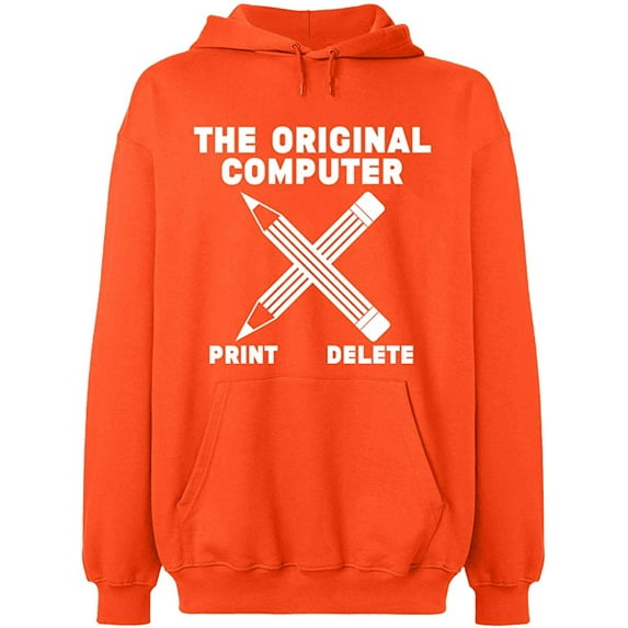 Unisex Hoodie Sweatshirt, Original Computer Print, Custom Sweater, Slim Fit, Long Sleeve Sweater - Orange 3X-Large