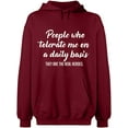 thumbnail image 1 of Unisex Hoodie Sweatshirt, People Tolerate Me, Slim Fit, Long Sleeve Sweater - Cardinal Red 2X-Large, 1 of 2
