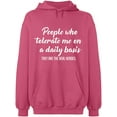 thumbnail image 1 of Unisex Hoodie Sweatshirt, People Tolerate Me, Slim Fit, Long Sleeve Sweater - Safety Pink Small, 1 of 2