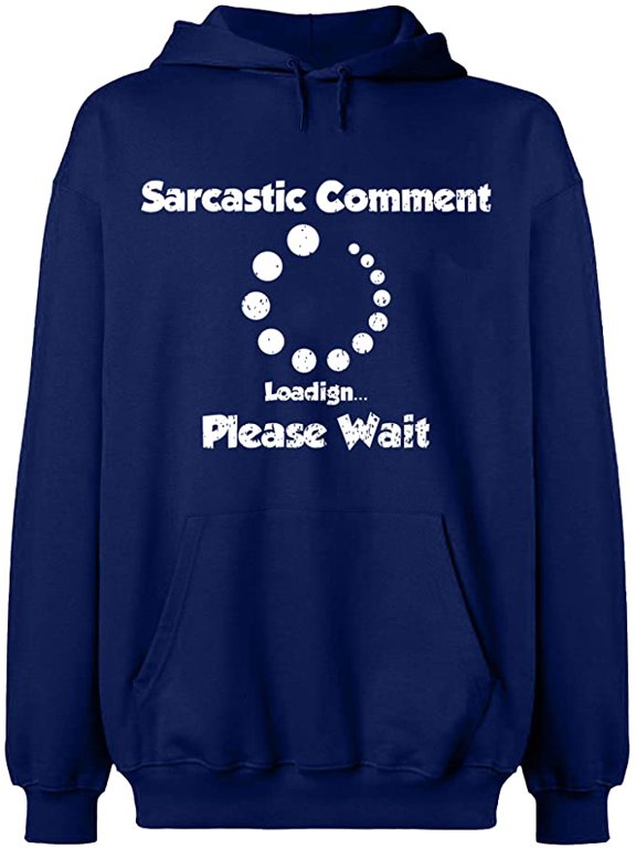 Unisex Hoodie Sweatshirt, Sarcastic Comment Please Wait, Slim Fit, Long Sleeve Sweater - Navy Blue 3X-Large