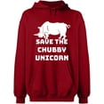 thumbnail image 1 of Unisex Hoodie Sweatshirt, Save The Chubby Unicorn, Custom Sweater, Slim Fit, Long Sleeve Sweater - Antiquee Cherry Small, 1 of 2