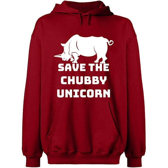 Unisex Hoodie Sweatshirt, Save The Chubby Unicorn, Custom Sweater, Slim Fit, Long Sleeve Sweater - Antiquee Cherry Small