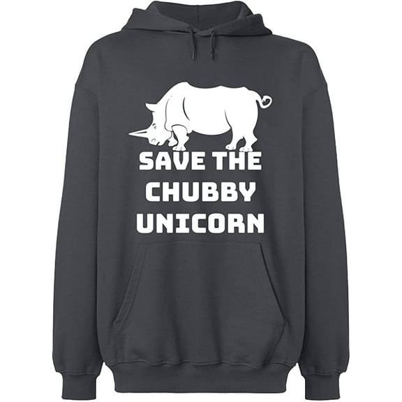 Unisex Hoodie Sweatshirt, Save The Chubby Unicorn, Custom Sweater, Slim Fit, Long Sleeve Sweater - Charcoal X-Large