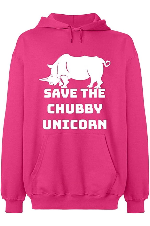 Unisex Hoodie Sweatshirt, Save The Chubby Unicorn, Custom Sweater, Slim Fit, Long Sleeve Sweater - Heliconia Large