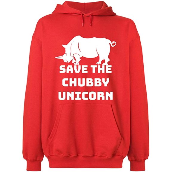 Unisex Hoodie Sweatshirt, Save The Chubby Unicorn, Custom Sweater, Slim Fit, Long Sleeve Sweater - Red X-Large